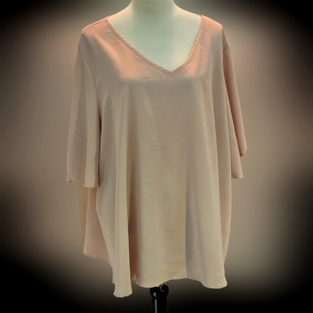 Shein Curve Women's 4XL Light Mauve Pullover Blouse Handkerchief Sleeve Flowy